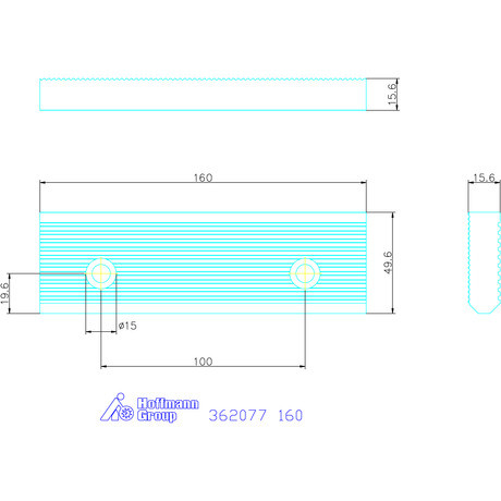 Holex Szorítópofa finom recézéssel, másik oldal hosszanti recézéssel 160 mm