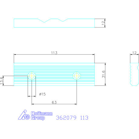 Holex Szorítópofa prizmákkal, másik oldal hosszanti recézéssel 113 mm
