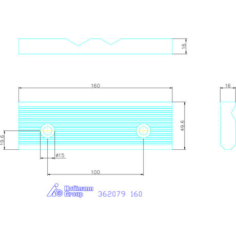 Holex Szorítópofa prizmákkal, másik oldal hosszanti recézéssel 160 mm
