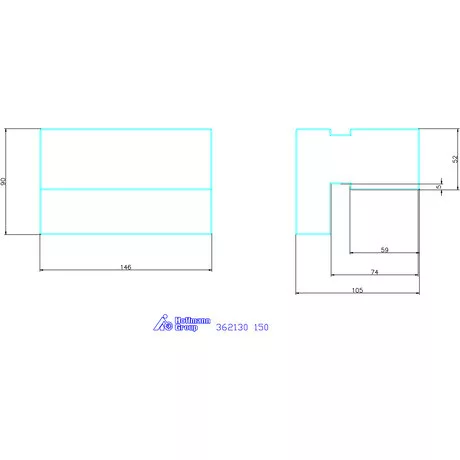 Derékszögű rátétpofa (darab)  150 mm