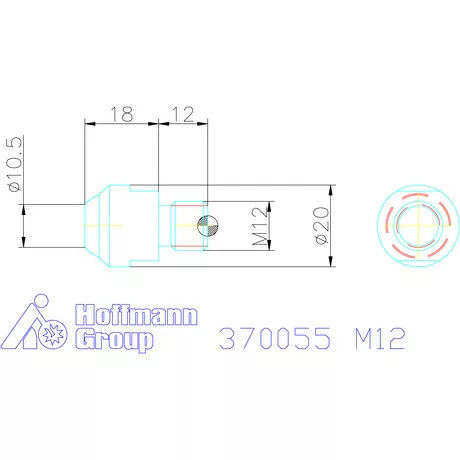Kipp Önbeálló felfekvő sík, külső menet M12