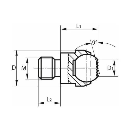 Kipp Önbeálló felfekvő sík, külső menet M16