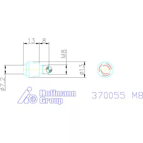 Kipp Önbeálló felfekvő sík, külső menet M8