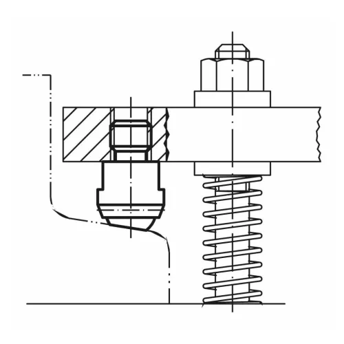 Kipp Önbeálló felfekvő recézett, külső menet M10
