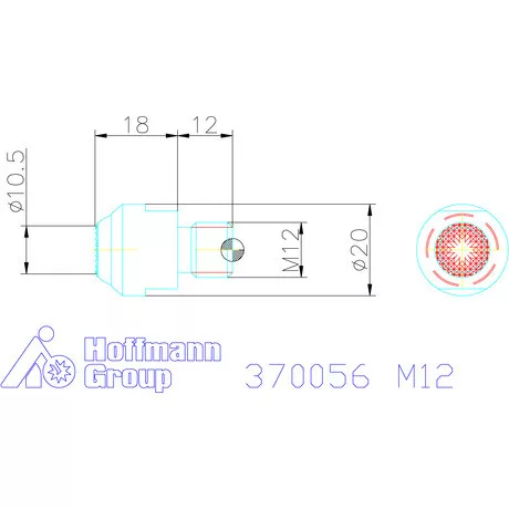 Kipp Önbeálló felfekvő recézett, külső menet M12