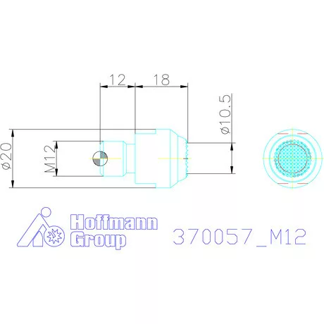 Kipp Önbeálló felfekvő recézett, külső menet M12