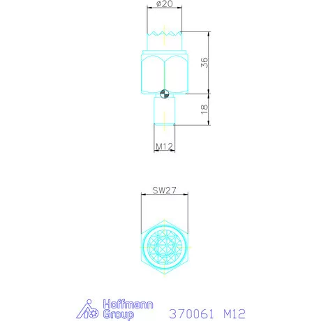 Kipp Önbeálló felfekvo recézett, külső menet, visszaáll M12