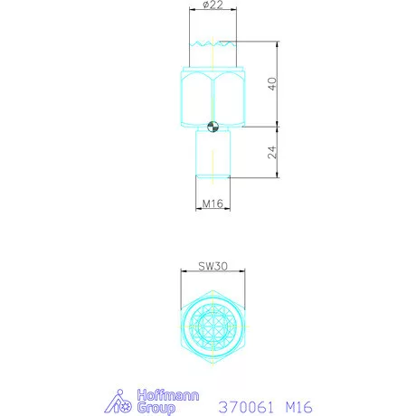Kipp Önbeálló felfekvo recézett, külső menet, visszaáll M16