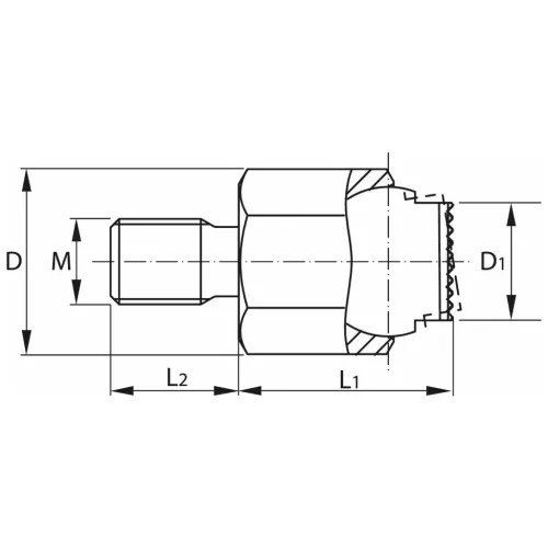 Kipp Önbeálló felfekvo recézett, külső menet, visszaáll M6