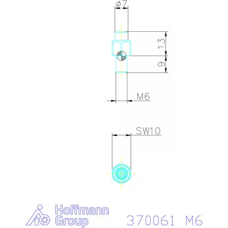 Kipp Önbeálló felfekvo recézett, külső menet, visszaáll M6