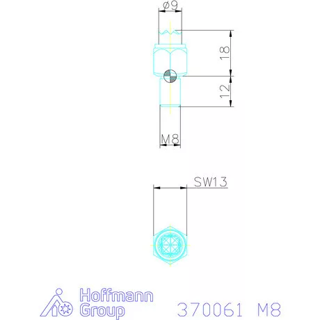 Kipp Önbeálló felfekvo recézett, külső menet, visszaáll M8