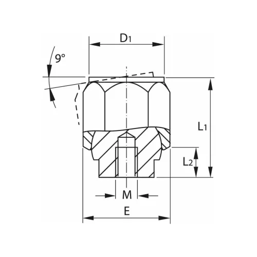 Kipp Önbeálló felfekvo sík, külső menet, visszaáll M5