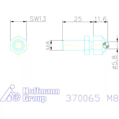 Kipp Állítható önbeálló felfekvő sík, külső menet M8