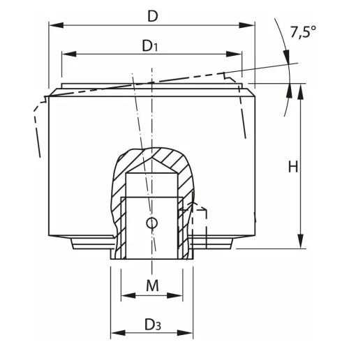Kipp Önbeálló felfekvo sík, külső menet, visszaáll M12