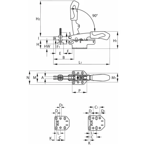Garant Horizontális gyorsszorító, változtatható 50