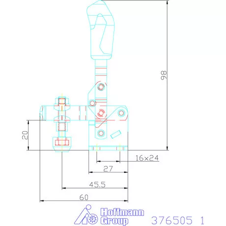 Amf Vertikális befogó vízszintes talppal, rozsdamentes 1