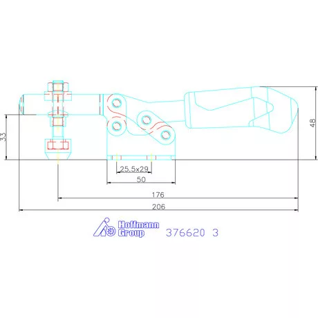 Amf Horizontális gyorsszorító vízszintes talppal, rozsdamentes 3