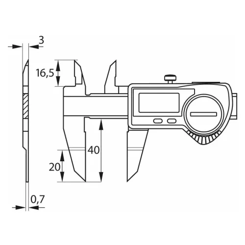 Digitális tengelyhorony tolómérő kör keresztmetszetű mélységmérővel 150 mm