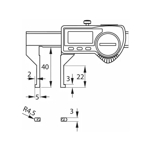 Digitális műhelytolómérő kifelé néző mérőcsőrökkel 150 mm