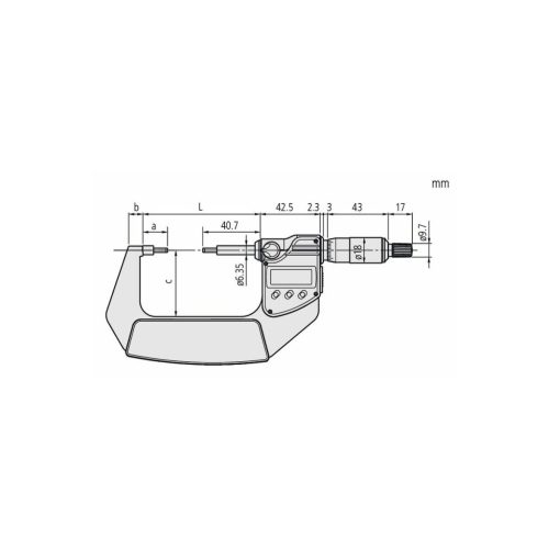 Mitutoyo Digitális kengyeles mikrométer lépcsős mérőfelületekkel 0-25 mm