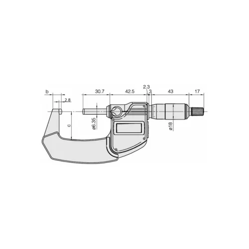 Digitális kengyeles mikrométer ívelt felülethez 0-25 mm