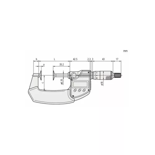 Mitutoyo Digitális kengyeles mikrométer tárcsás mérőfelületekkel 25-50 mm