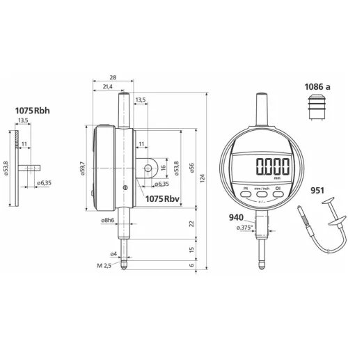 Digitális mérőóra leolvasás 0,005 mm 12,5 mm
