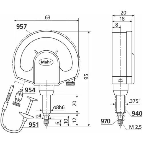 Mahr Finomkijelző 130/5 µm
