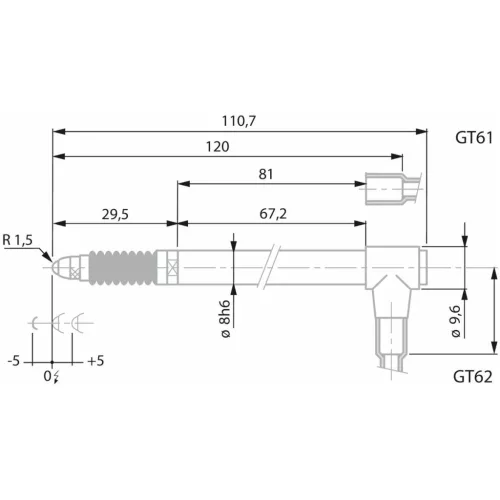 Induktív hosszmérő tapintó, axiális 10 darabos készlet GT61