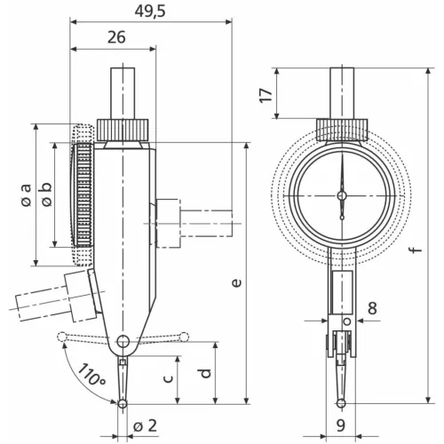 Mahr Szögtapintós mérőóra, tapintókar hossza 14,5 mm 0,4/29 mm