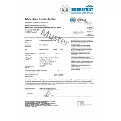 Sib Testblock Keménység összehasonlító lap HBW 2,5 / 187,5 200