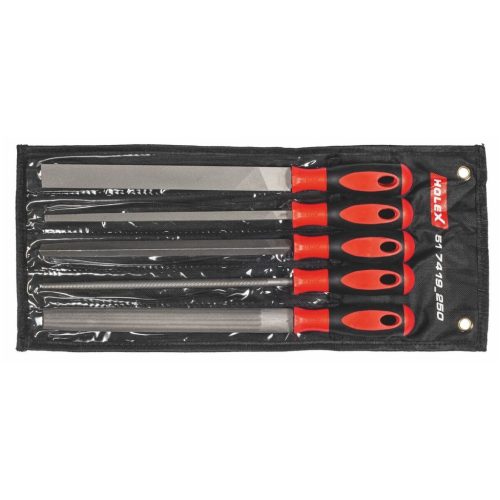 Holex Reszelőkészlet 2K nyéllel, 5 darabos, felgöngyölhető tokban 250 mm