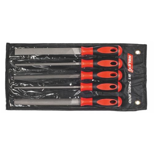 Holex Reszelőkészlet 2K nyéllel, 5 darabos, felgöngyölhető tokban 200 mm