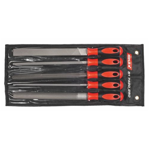 Holex Reszelőkészlet 2K nyéllel, 5 darabos, felgöngyölhető tokban 250 mm
