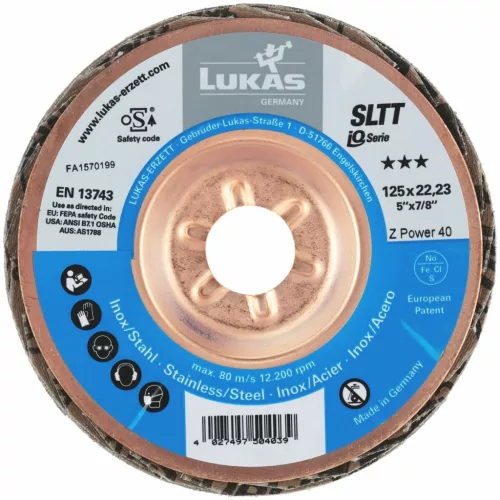 Lukas Legyezős csiszolótárcsa SLTT (ZA-Power), sík-kúpos Acélhoz és INOX-hoz 40