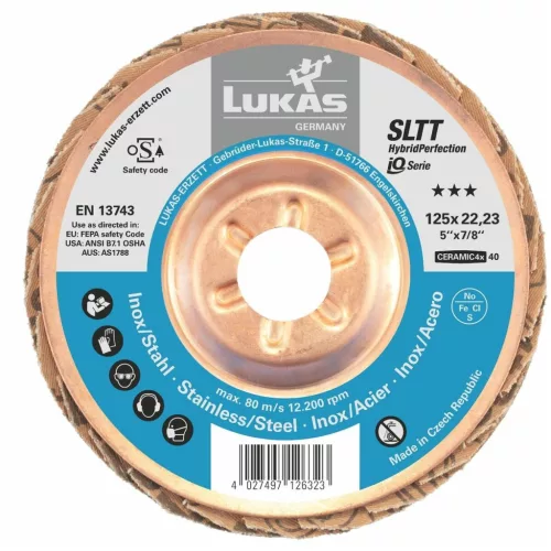 Legyezős csiszolótárcsa SLTT (CER), sík-kúpos INOX-hoz 40