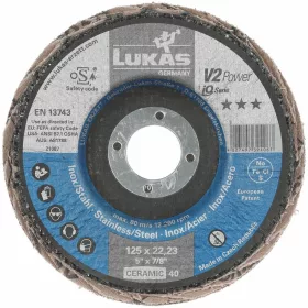   Lukas Legyezős csiszolótárcsa V2 Power, (CER), sík-kúpos INOX-hoz 40