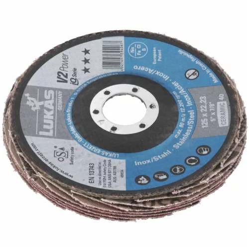 Lukas Legyezős csiszolótárcsa V2 Power, (CER), sík-kúpos INOX-hoz 40