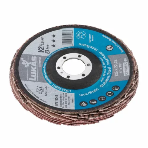 Lukas Legyezős csiszolótárcsa V2 Power, (CER), sík-kúpos INOX-hoz 60