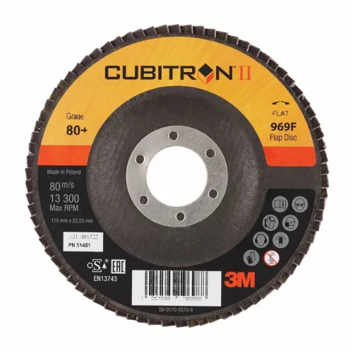 3M Legyezős csiszolótárcsa 969F Cubitron™ II, üvegszálas tányér lapos 80