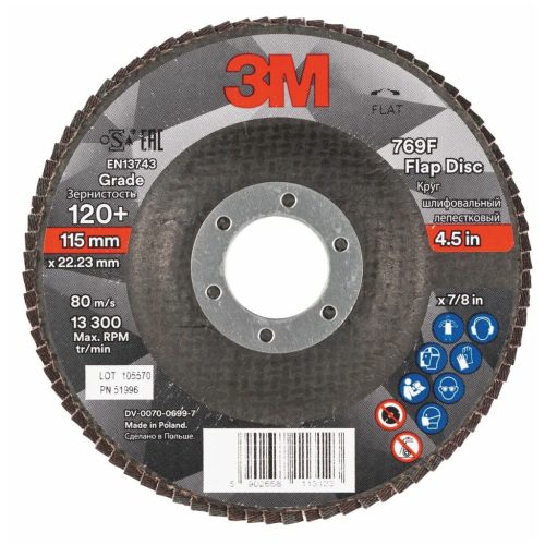 3M Legyezős csiszolótárcsa 769F, üvegszövet tányér lapos 120