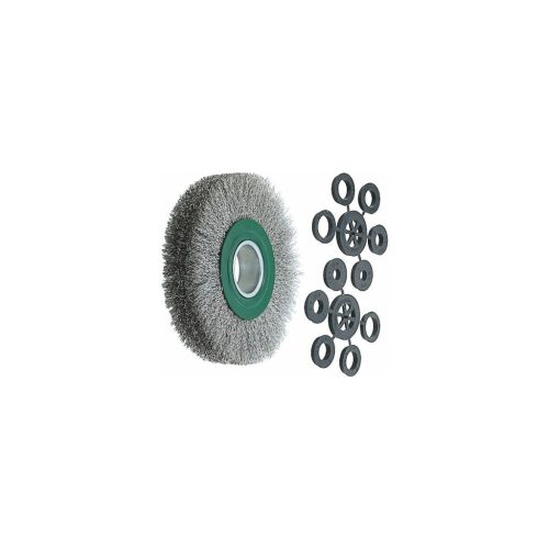 Lessmann Drótkefekorong (zöld) INOX huzal, 0,30 mm 200X38 mm