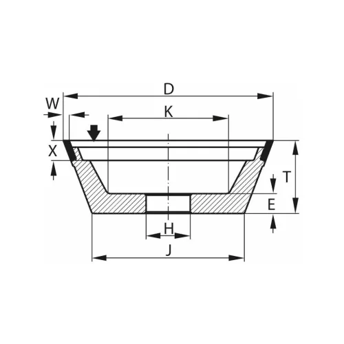 CBN fazék köszörűkorong D×T×H (mm)  B126