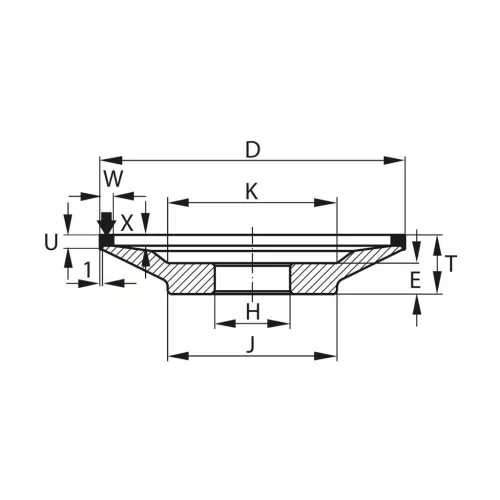 CBN tányér köszörűkorong D×T×H (mm)  B126