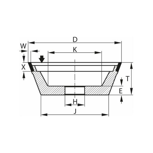 Tyrolit Gyémánt fazék köszörűkorong D×T×H (mm) D126