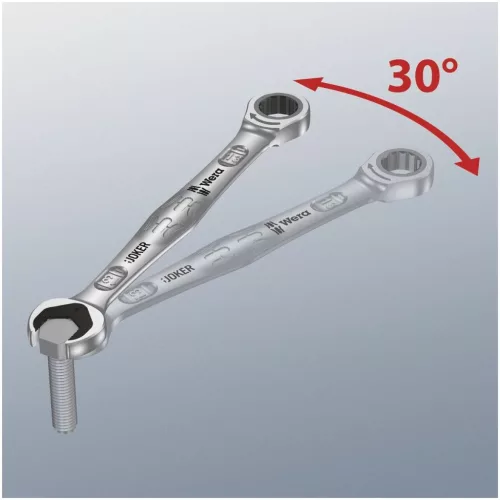 Wera JOKER 6001 Switch villáskulcs / racsnis csillagkulcs, átkapcsolható, 15°-ban hajlított 17 mm