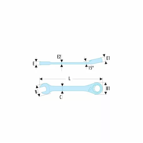 Facom Villáskulcs / racsnis csillagkulcs irányváltós, 15°-ban hajlított 16 mm