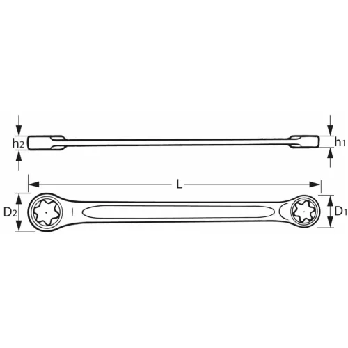 Stahlwille Kettős csillagkulcs, egyenes, Torx csavarokhoz E6XE8