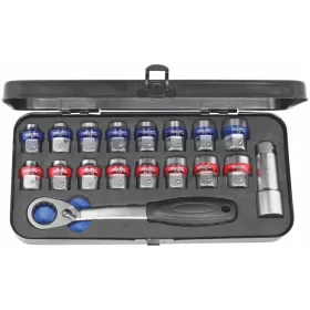   Felfűzhető dugókulcs készlet, 18 darabos, metrikus / collos
