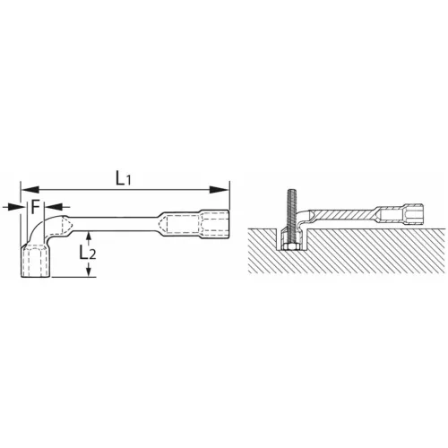 Holex Pipakulcs, hajlított 16 mm